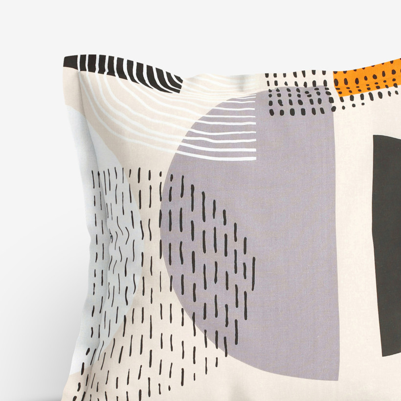 Poszewka na poduszkę z ozdobną kantą bawełniana - kolorowe abstrakcyjne kształty