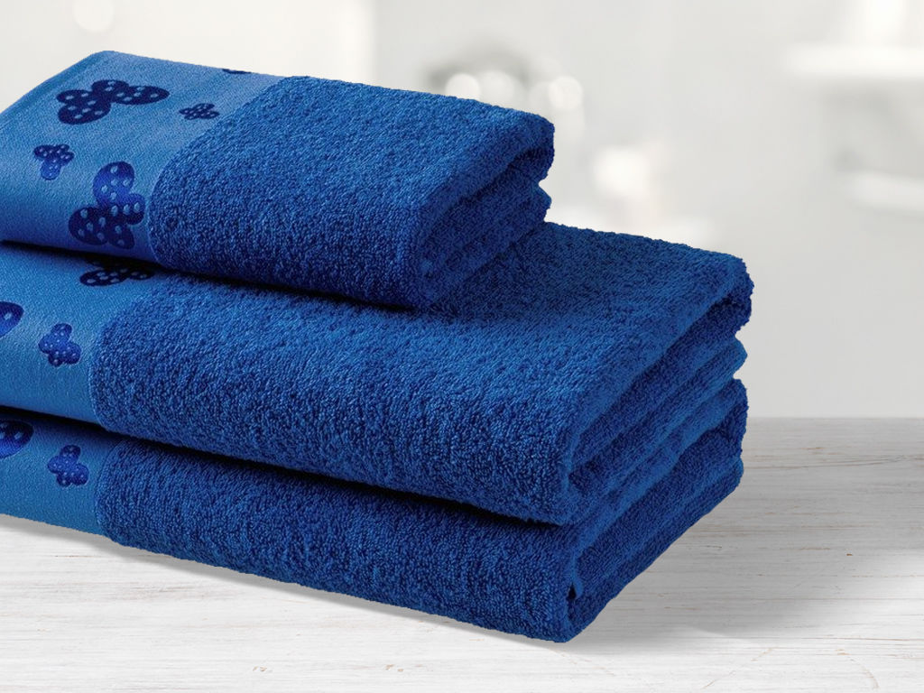 Ręcznik kąpielowy frotte Motylki - błękit królewski