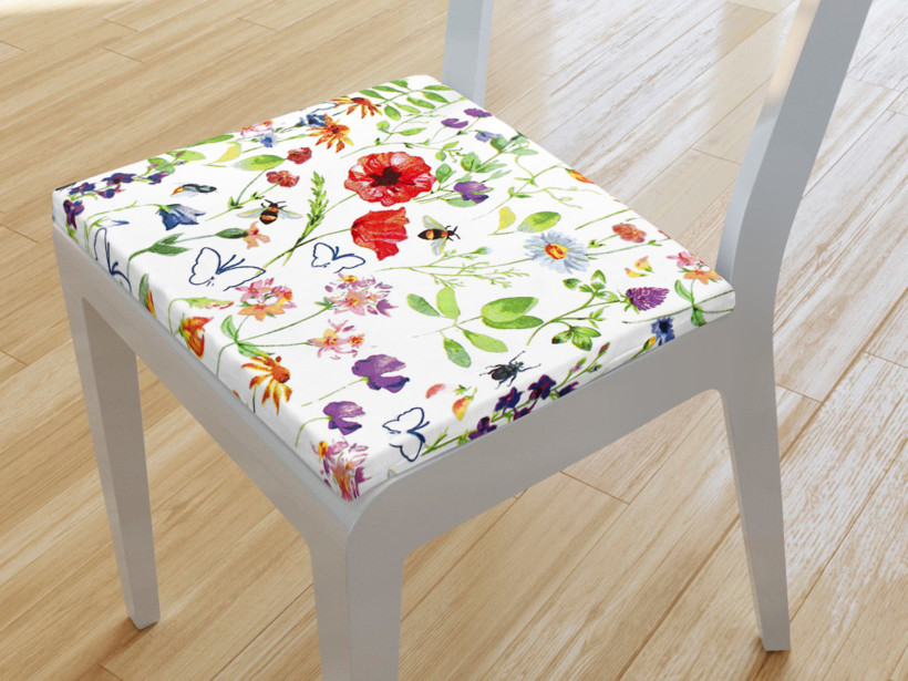 Kwadratowa poduszka na krzesło 38x38 cm - bujna letnia łąka