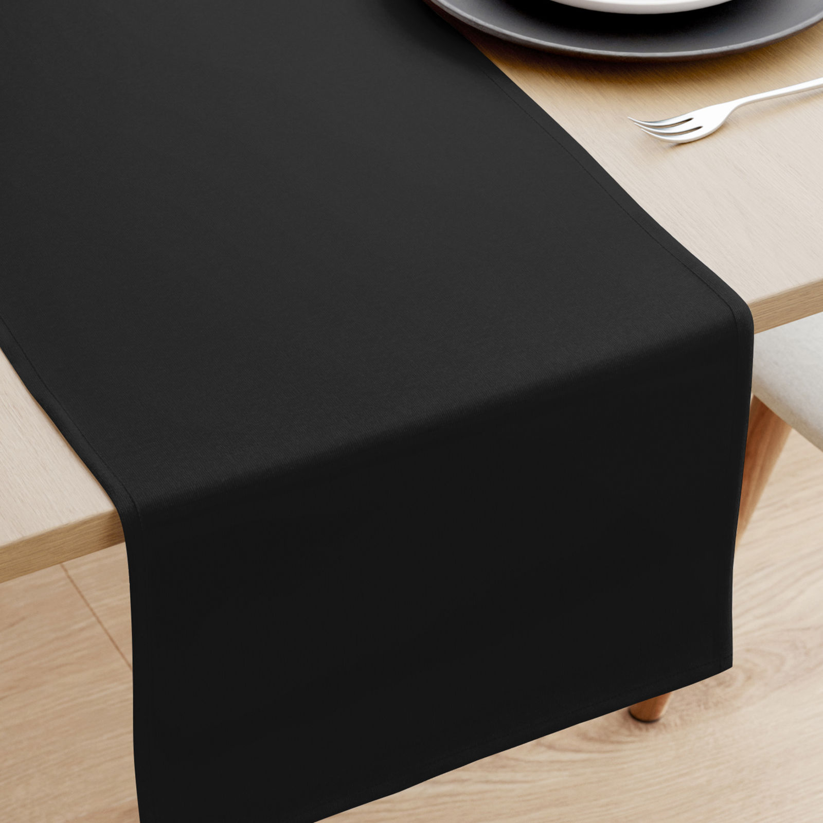 Bieżnik na stół z płótna bawełnianego - czarny