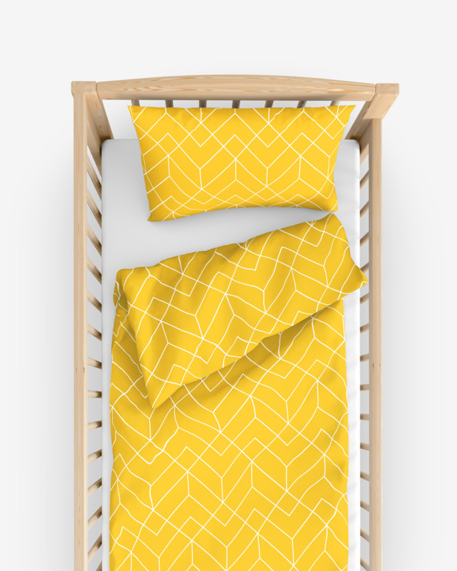 Pościel bawełniana do łóżeczka - mozaika na żółtym