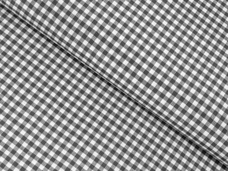 Tkanina dekoracyjna Menorca - mała ciemnoszara kratka z białym - szer. 140cm
