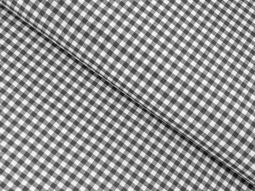 Tkanina dekoracyjna Menorca - mała ciemnoszara kratka z białym