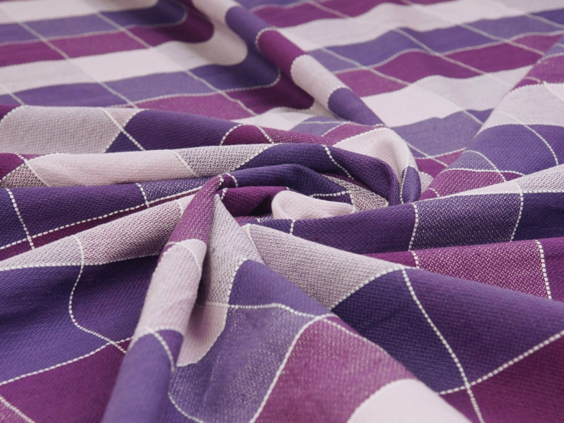 Mocna tkanina bawełniana Kanafas 230 g/m2 - duża kratka  fioletowa