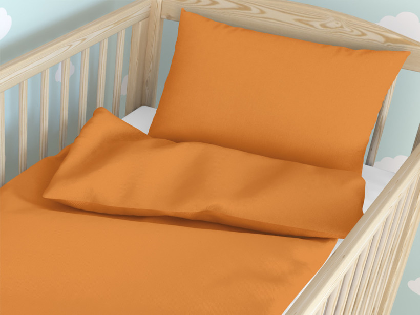 Pościel bawełniana do łóżeczka - pomarańczowa