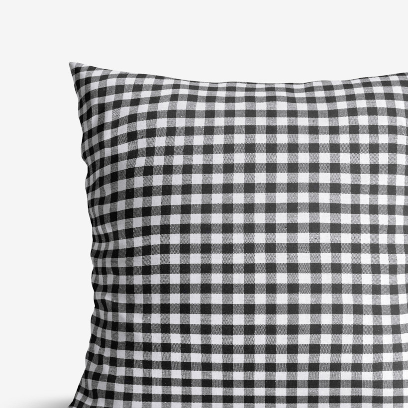 Poszewka na poduszkę bawełniana Kanafas - mała czarno-biała kratka