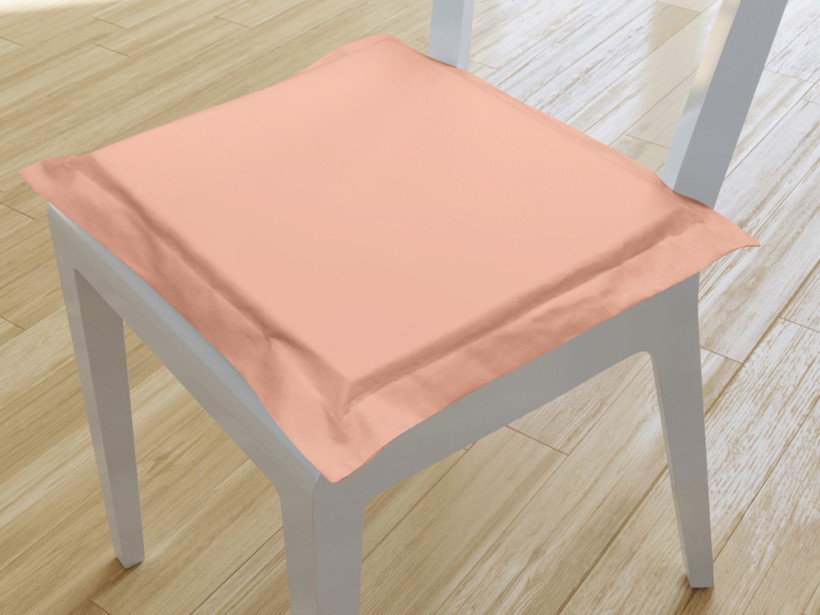 Kwadratowa poduszka na krzesło z ozdobną kantą 38x38 cm Suzy - łosoś