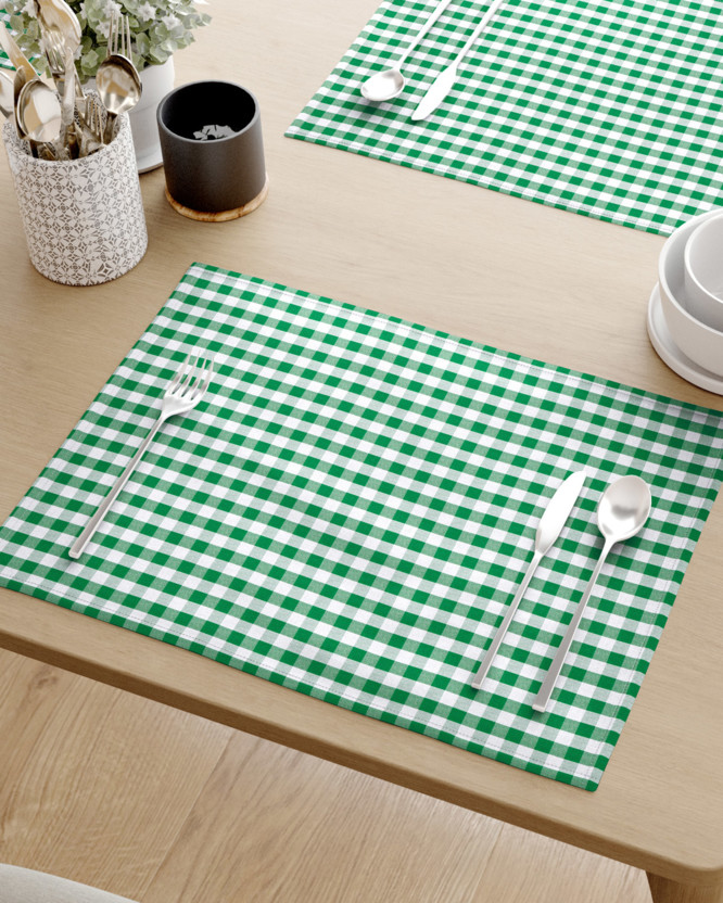 Podkładka na stół z płótna bawełnianego - zielono-biała kratka - 2szt.