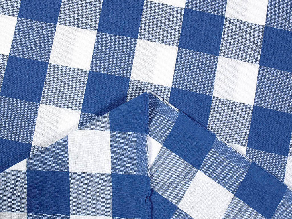 Mocna tkanina bawełniana Kanafas 230 g/m2 - duża niebiesko-biała kratka