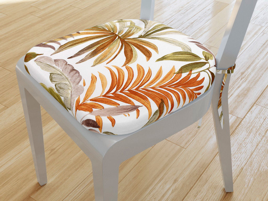 Zaokrąglona poduszka na krzesło 39x37 cm Loneta - kolorowe liście palmowe
