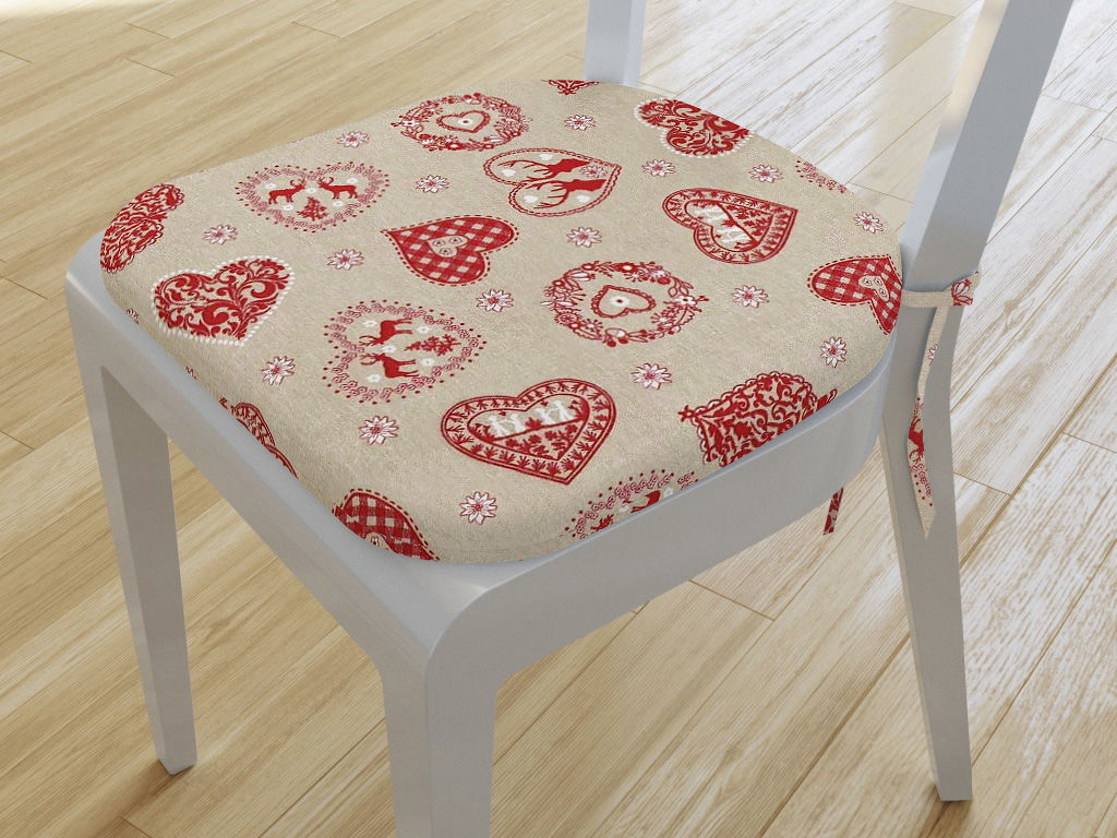 Zaokrąglona poduszka na krzesło 39x37 cm Loneta - świąteczne serce
