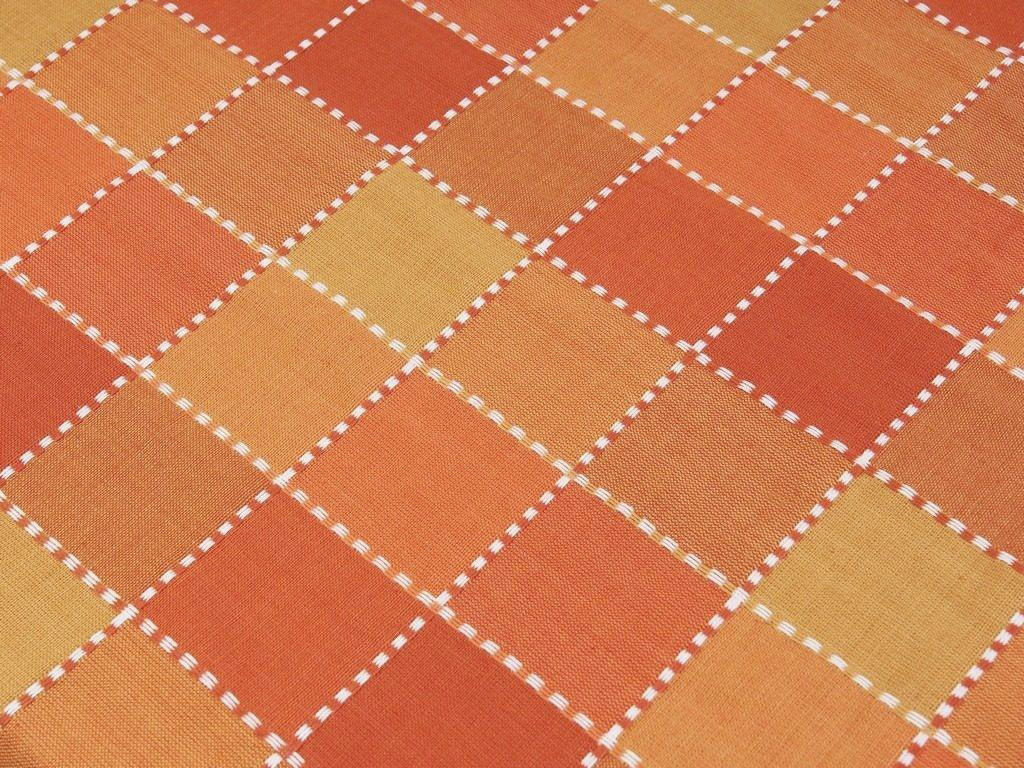 Mocna tkanina bawełniana Kanafas 230 g/m2 - duża kratka odcienie pomarańczowe