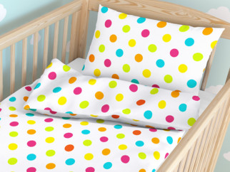 Pościel bawełniana do łóżeczka - duże kolorowe kropki