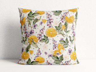 Poszewka na poduszkę dekoracyjna Loneta - pomarańcze i kwiaty