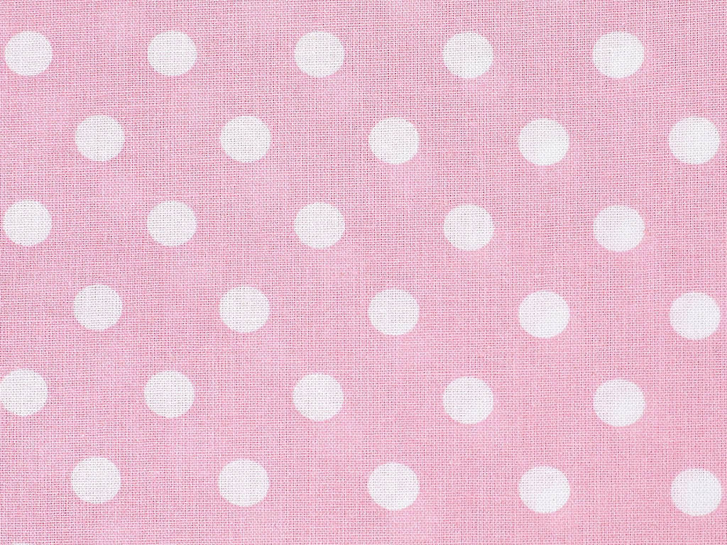 Płótno bawełniane - białe kropki na różowym