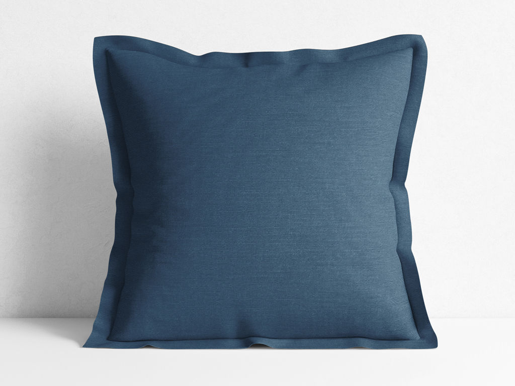 Poszewka na poduszkę z ozdobną kantą dekoracyjna Loneta - szaroniebieska