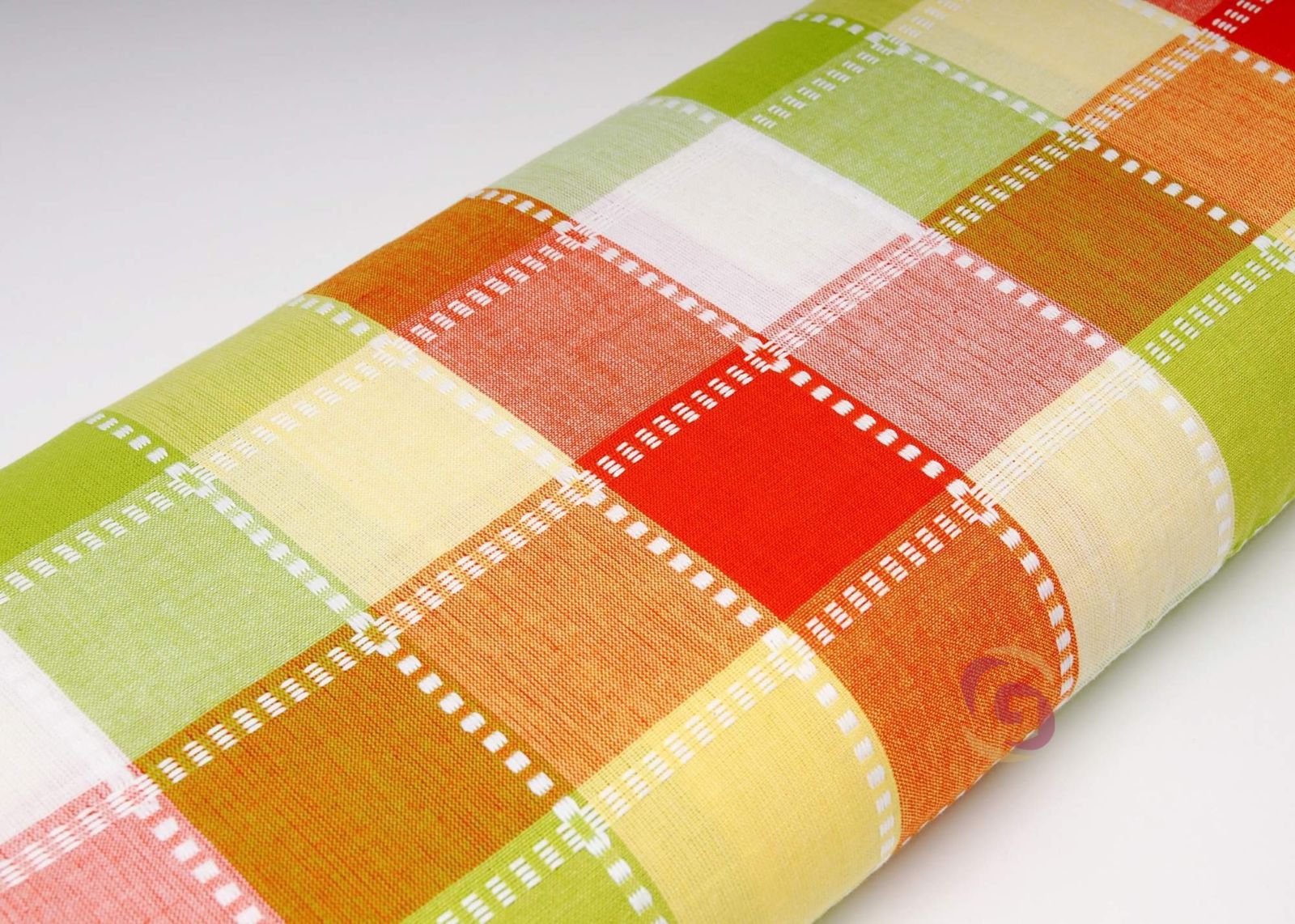 Mocna tkanina bawełniana Kanafas 230 g/m2 - duża kratka pomarańczowo-zielono-żółta