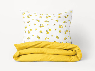 Pościel bawełniana Duet - żółte kwiaty z żółtym