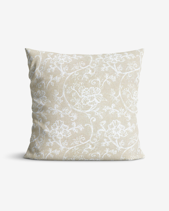 Poszewka na poduszkę dekoracyjna Loneta - białe pnące kwiaty