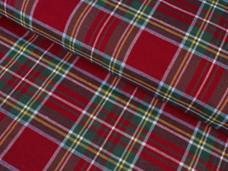Tkanina dekoracyjna Loneta - duża czerwona kratka - szer. 140cm