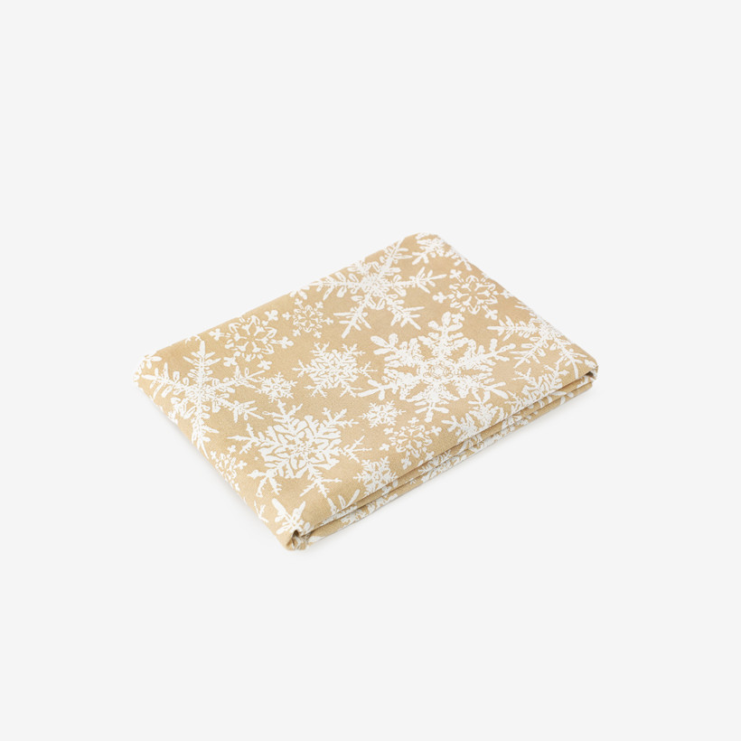 Ścierka kuchenna bawełniana - płatki śniegu na złotym