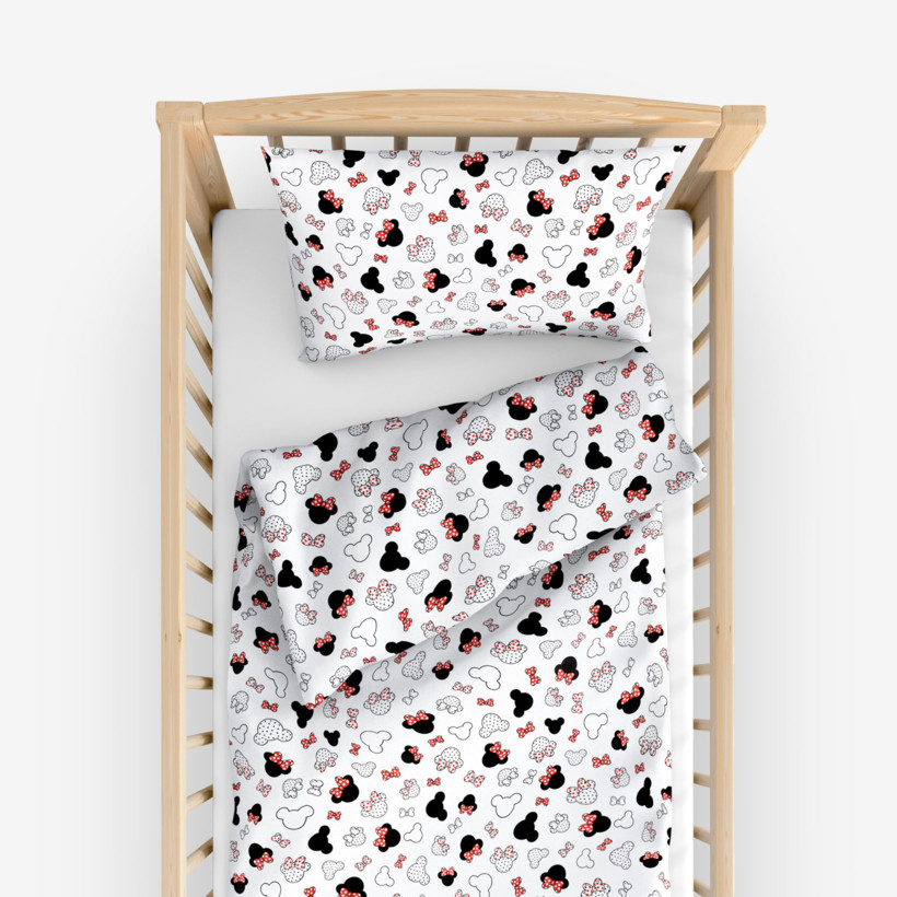 Pościel bawełniana do łóżeczka - myszki Miky z kokardkami