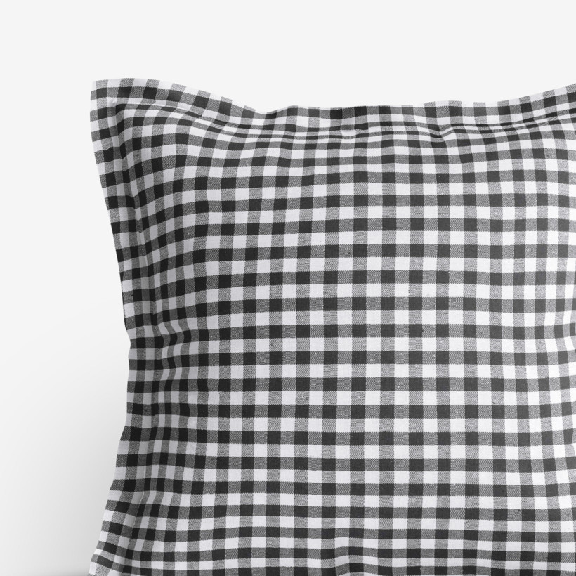 Poszewka na poduszkę z ozdobną kantą bawełniana Kanafas - mała czarno-biała kratka