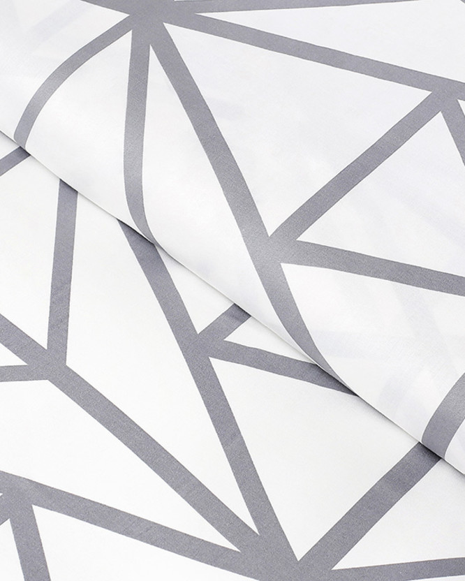 Satyna bawełniana Deluxe na metry - szare kształty geometryczne na białym