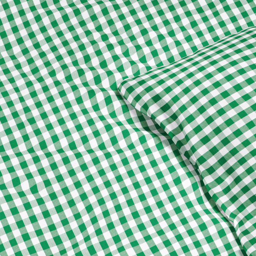 Pościel bawełniana tradycyjna - zielono-biała kratka