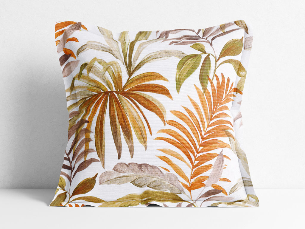 Poszewka na poduszkę z ozdobną kantą dekoracyjna Loneta - kolorowe liście palmowe