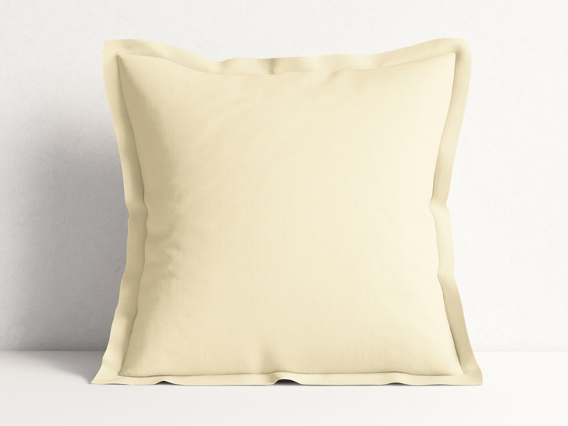 Poszewka na poduszkę z ozdobną kantą bawełniana - kremowa
