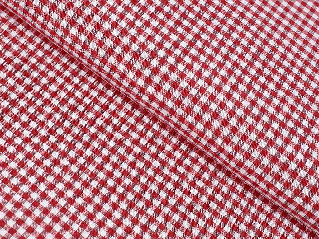Tkanina dekoracyjna Menorca - mała czerwono-biała kratka