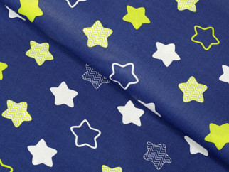 Płótno bawełniane Simona - gwiazdy na ciemnoniebieskim - szer. 160cm