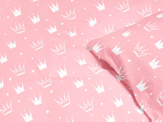 Pościel dziecięca bawełniana - korony na różowym