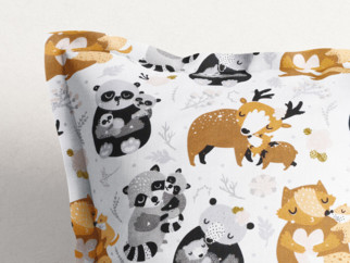 Poszewka na poduszkę z ozdobną kantą bawełniana dla dzieci - zwierzęca rodzina