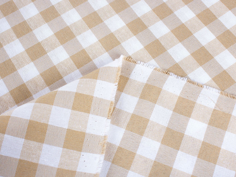 Tkanina dekoracyjna Menorca - beżowo-biała kratka