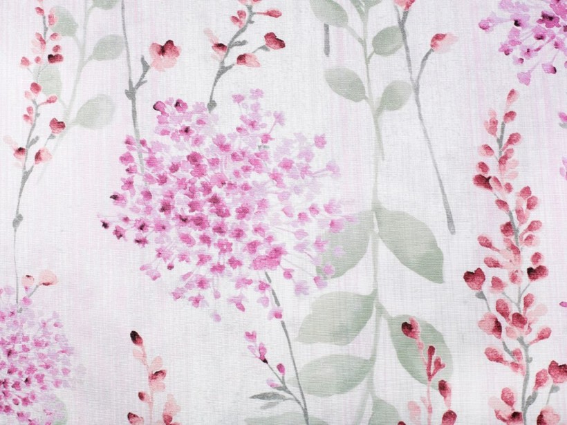 Tkanina dekoracyjna Loneta - malowane różowe i czerwone kwiaty