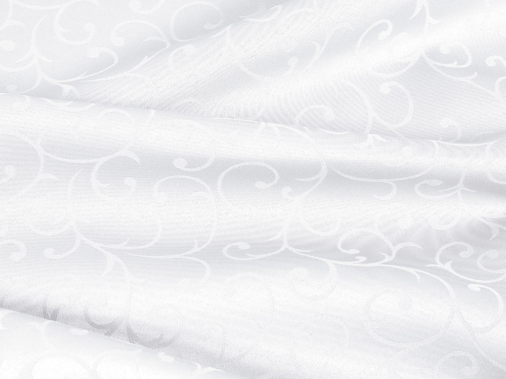 Tkanina obrusowa plamoodporna - biały ornamentowy rysunek