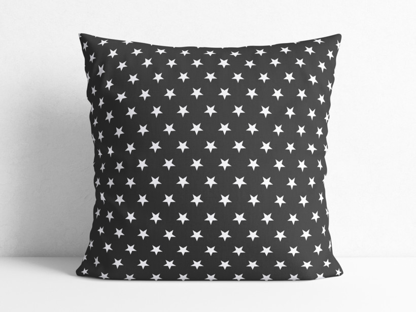 Poszewka na poduszkę bawełniana - białe gwiazdki na czarnym