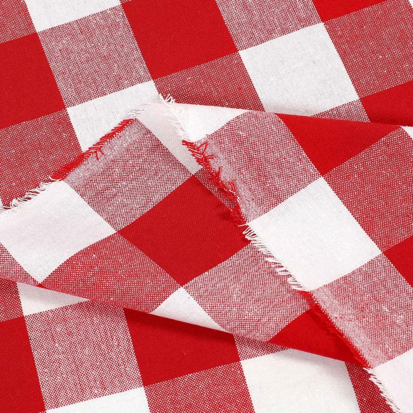 Mocna tkanina bawełniana Kanafas 230 g/m2 - duża kratka czerwono-biała