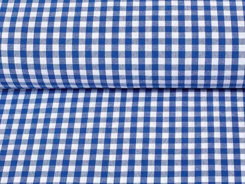Mocna tkanina bawełniana Kanafas 230 g/m2 - mała niebiesko-biała kratka