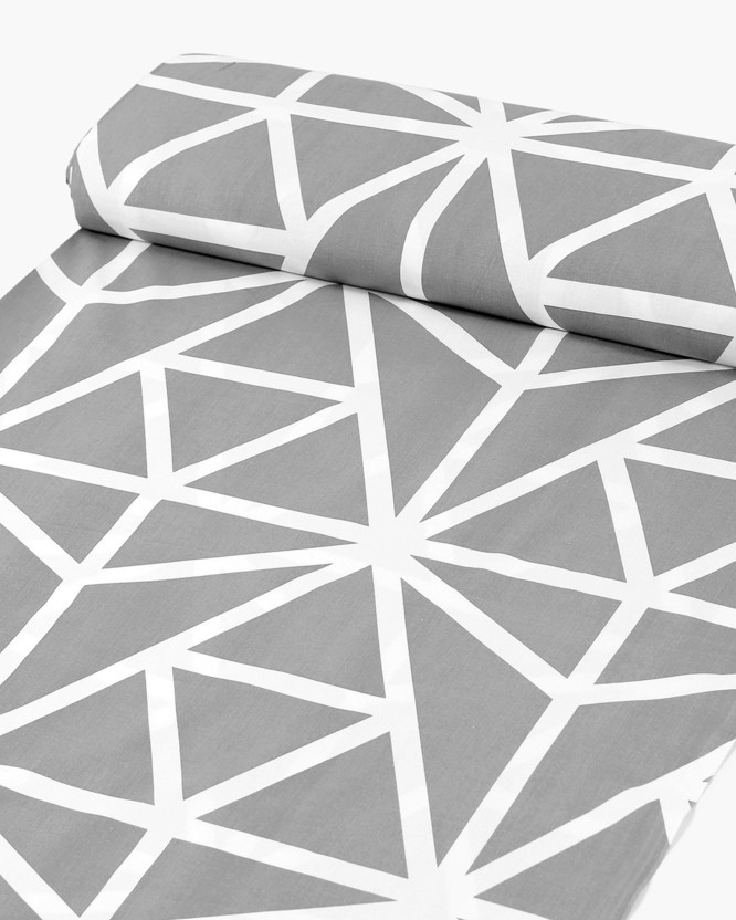 Płótno bawełniane - białe geometryczne kształty na szarym