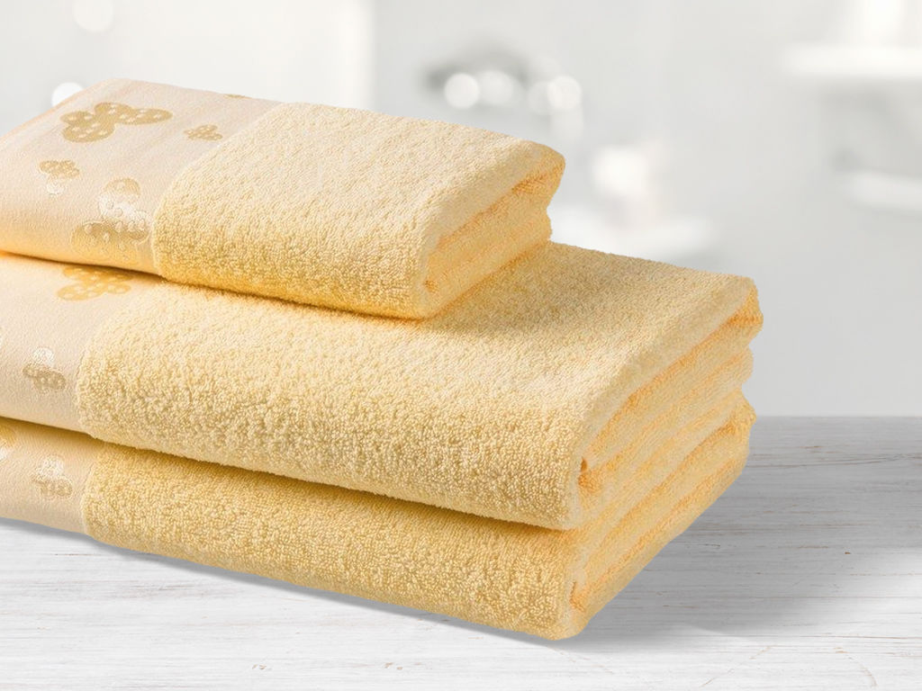 Ręcznik kąpielowy frotte Motylki - żółty