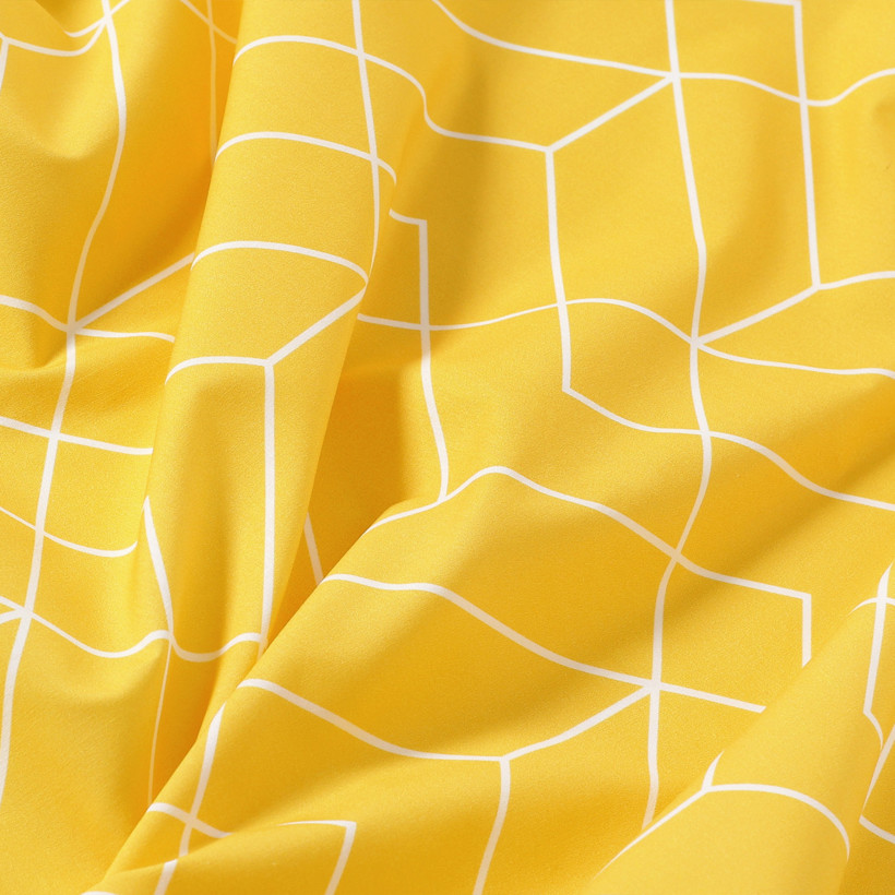 Obrus z płótna bawełnianego - mozaika na żółtym