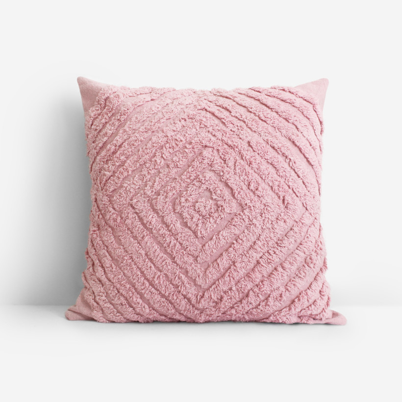 Poduszka dekoracyjna Boho 45x45 cm - różowe kształty geometryczne