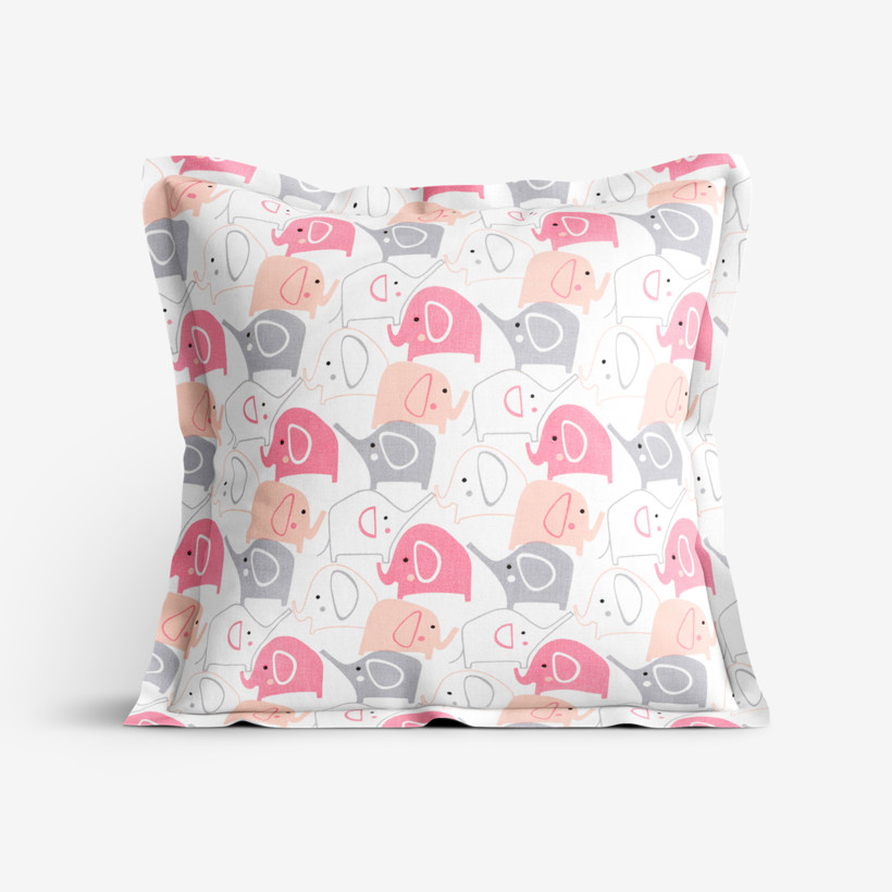 Poszewka na poduszkę z ozdobną kantą bawełniana dla dzieci - wesołe słonie