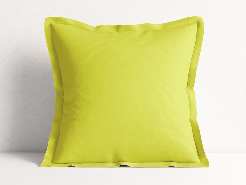 Poszewka na poduszkę z ozdobną kantą bawełniana - limonkowa
