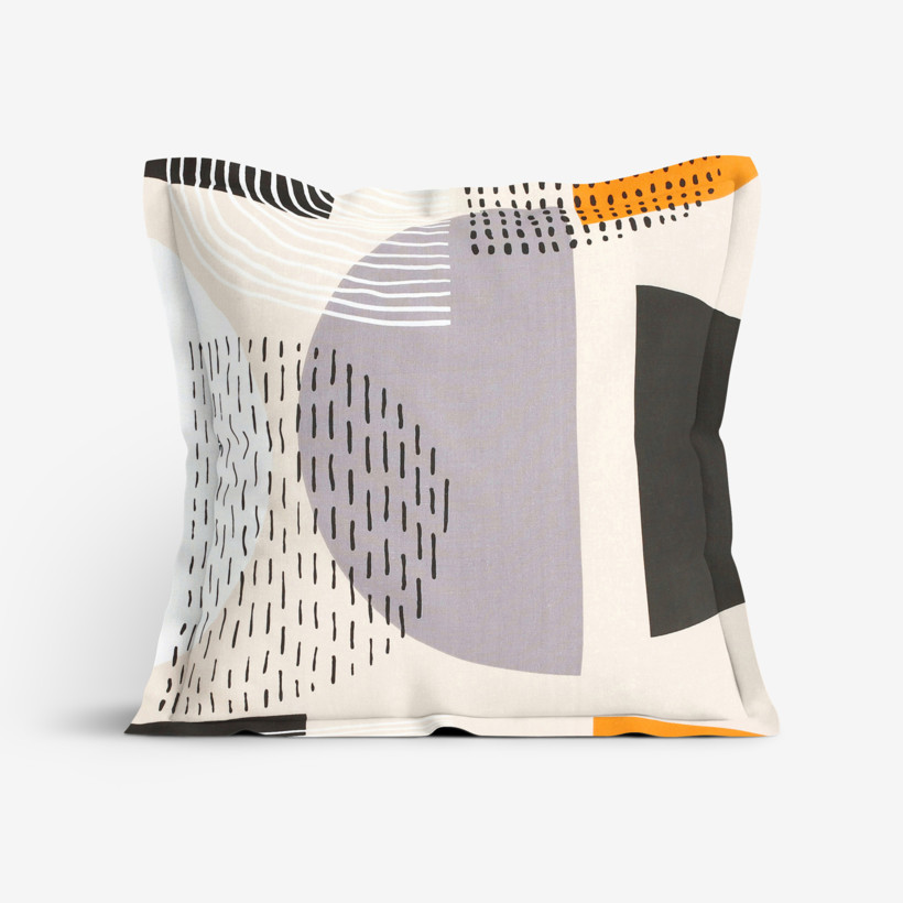 Poszewka na poduszkę z ozdobną kantą bawełniana - kolorowe abstrakcyjne kształty