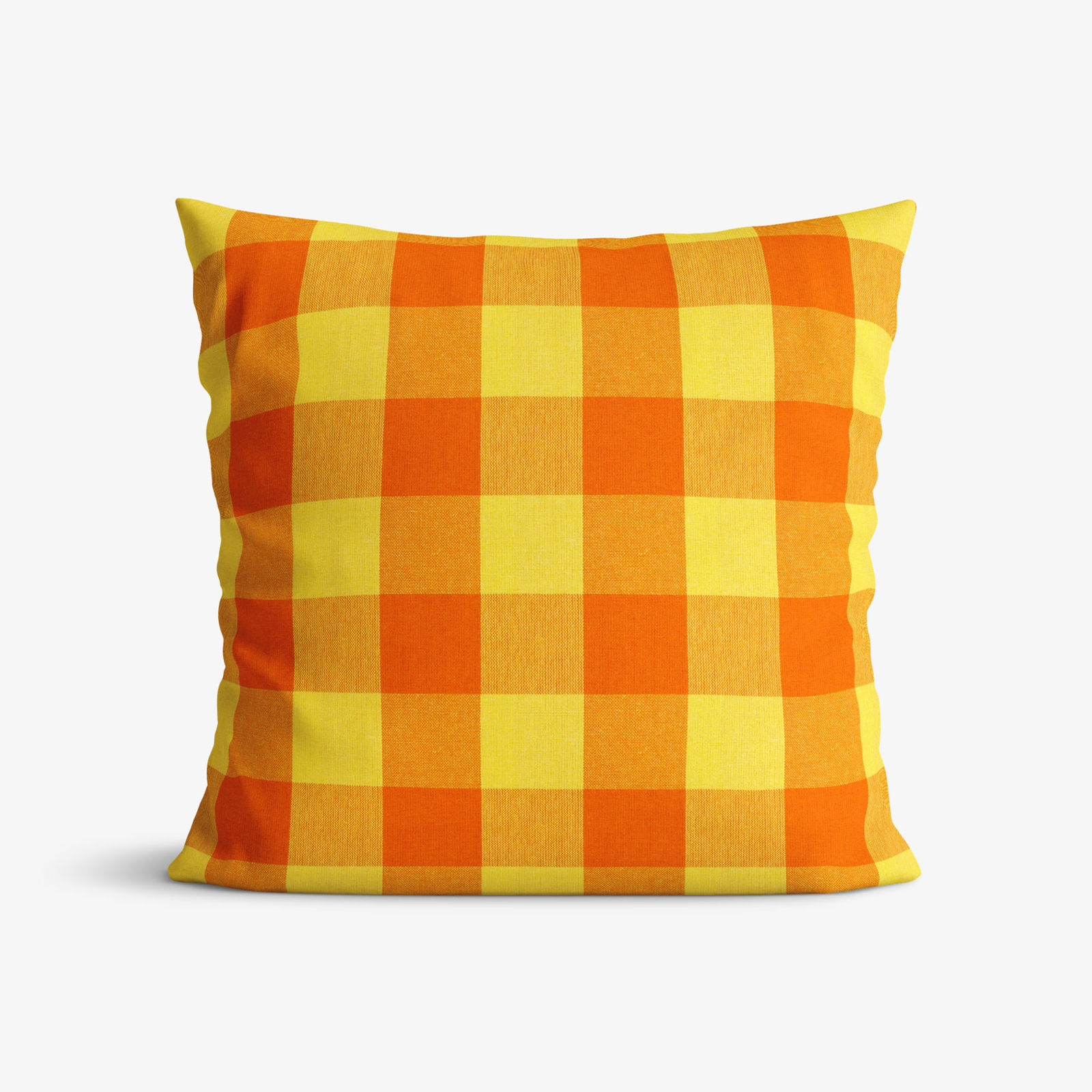 Poszewka na poduszkę bawełniana Kanafas - duża pomarańczowo-żółta kratka