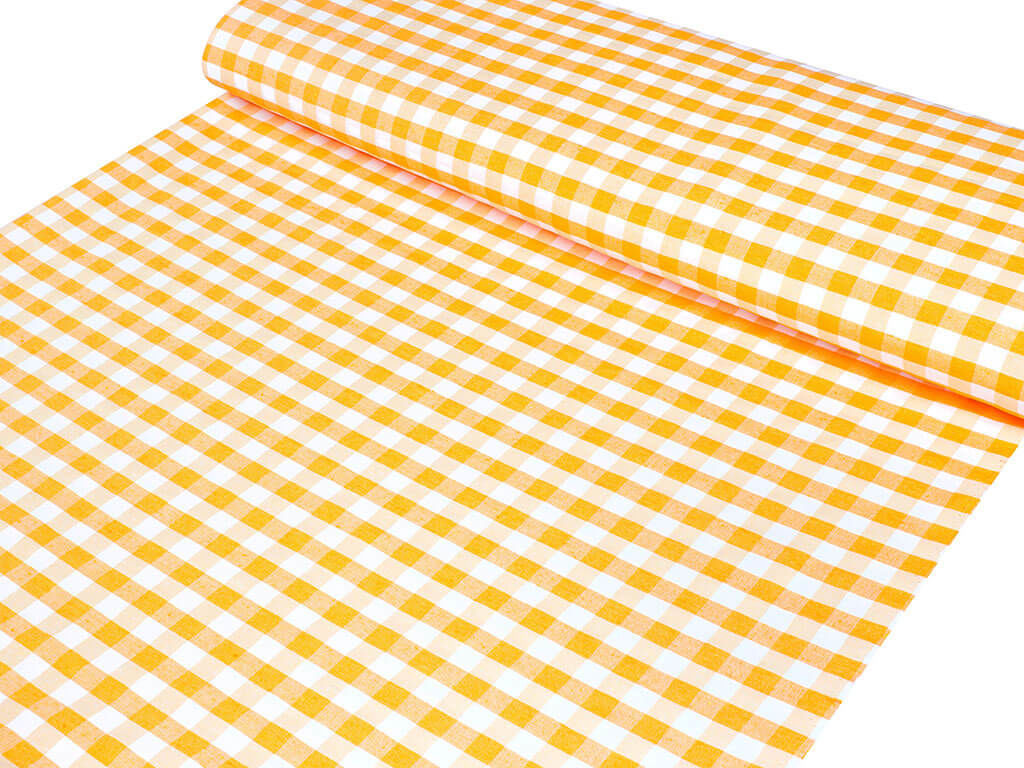 Tkanina dekoracyjna Menorca - żółto-biała kratka